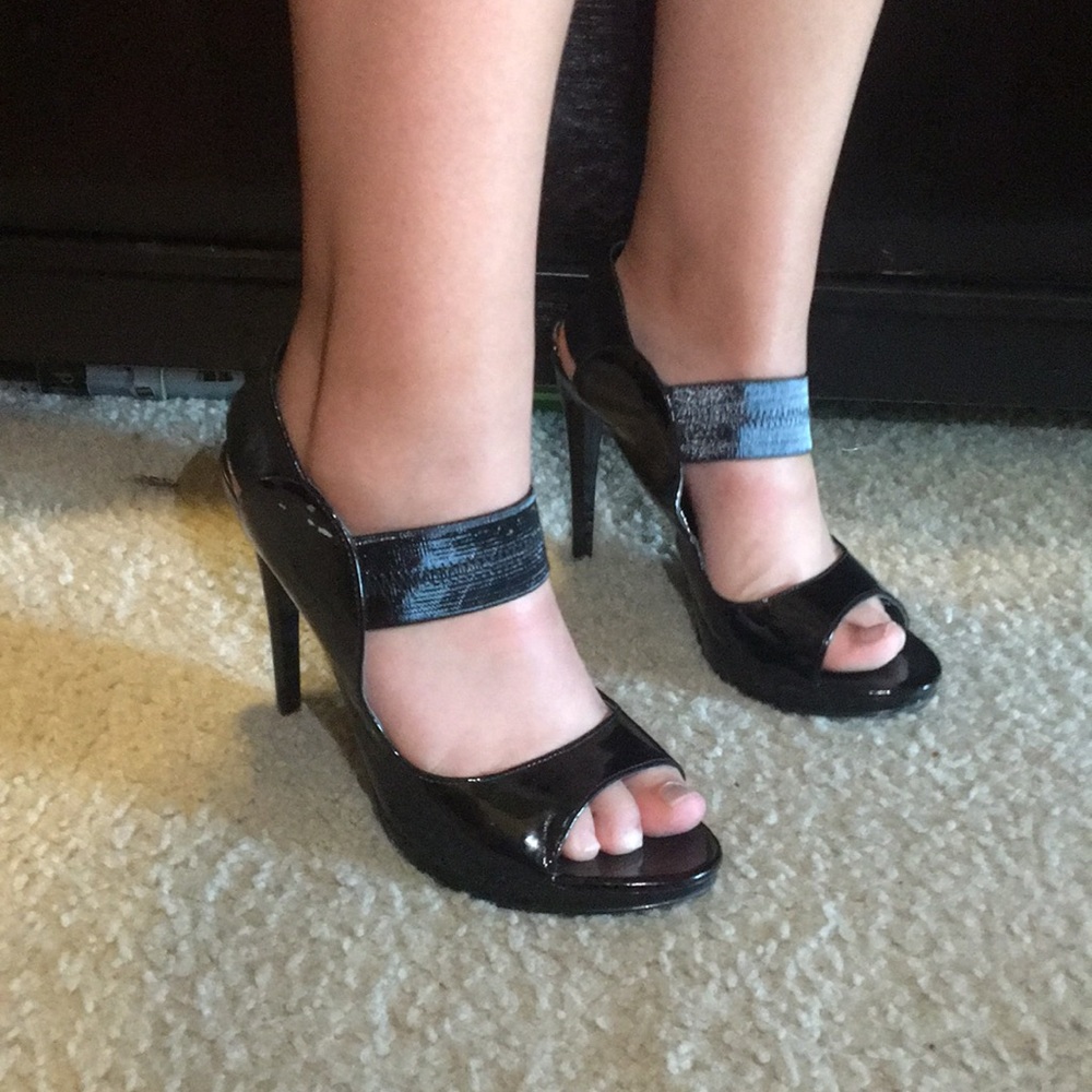 Black strapped heels